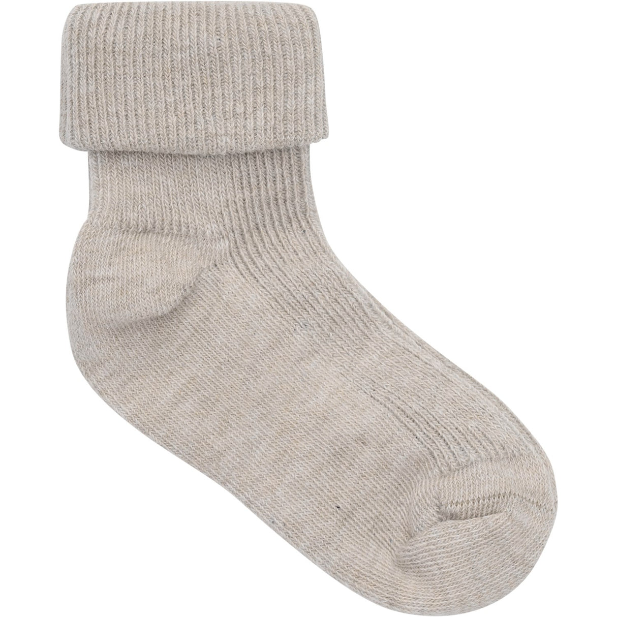 Minymo Light Taupe Baby Rib Sock With Fold 2-Pack