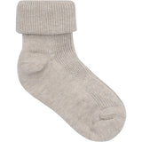 Minymo Light Taupe Baby Rib Sock With Fold 2-Pack