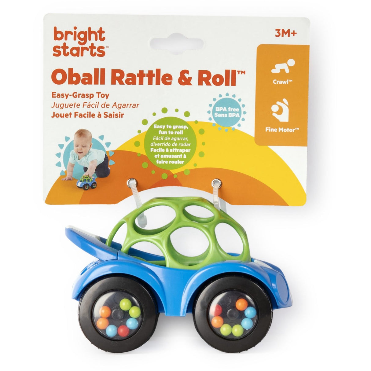 Bright Starts Blue Toy Car Rattle & Roll Buggie™