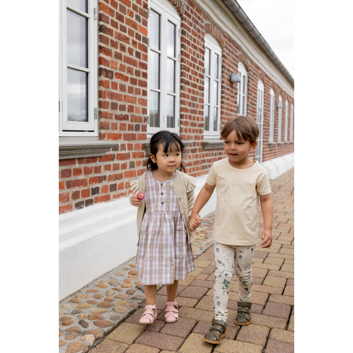 Petit Piao Off White Heart Dress S/L Woven