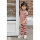 Petit Piao Light Berry/Dark Off White T-Shirt S/S Modal Striped