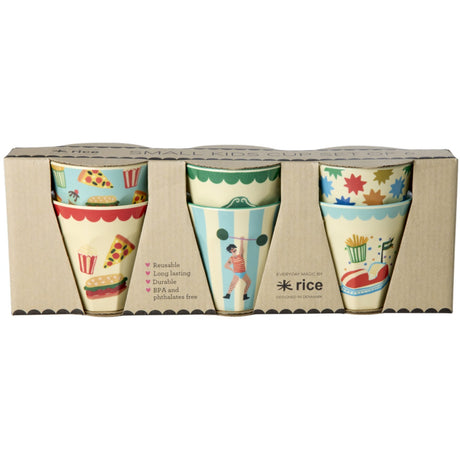 Rice Fun Fair Print Mint Melamine Cups Small 6 Pack