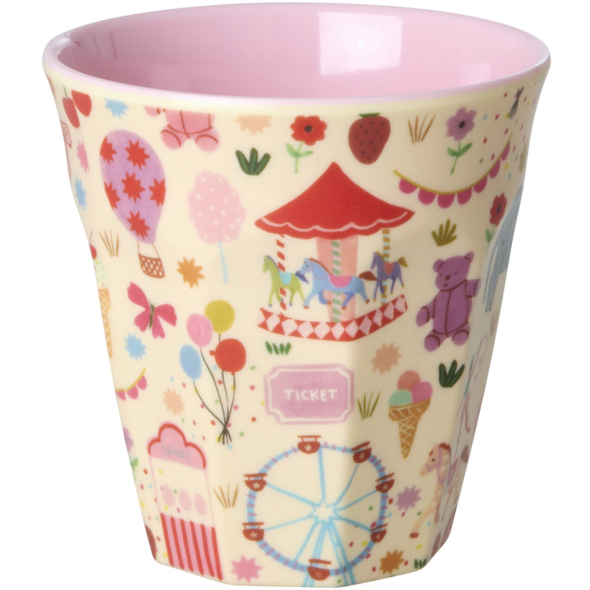 Rice Fun Fair Print Pink Melamine Cup Medium