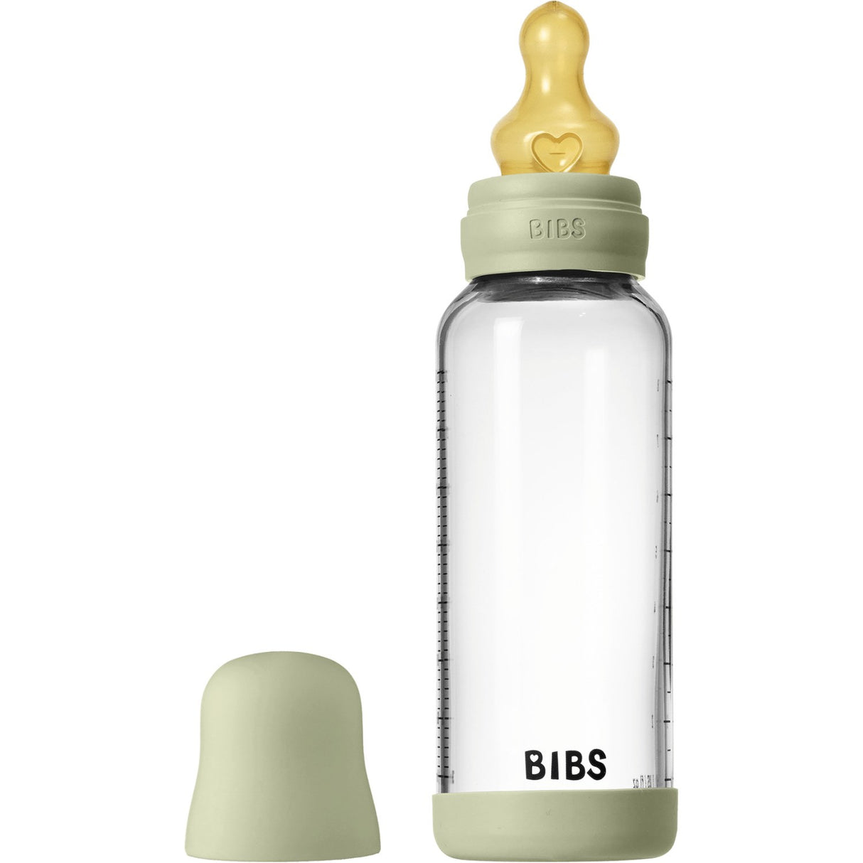 Bibs Sage Glass Baby Bottle Round Latex Medium Flow