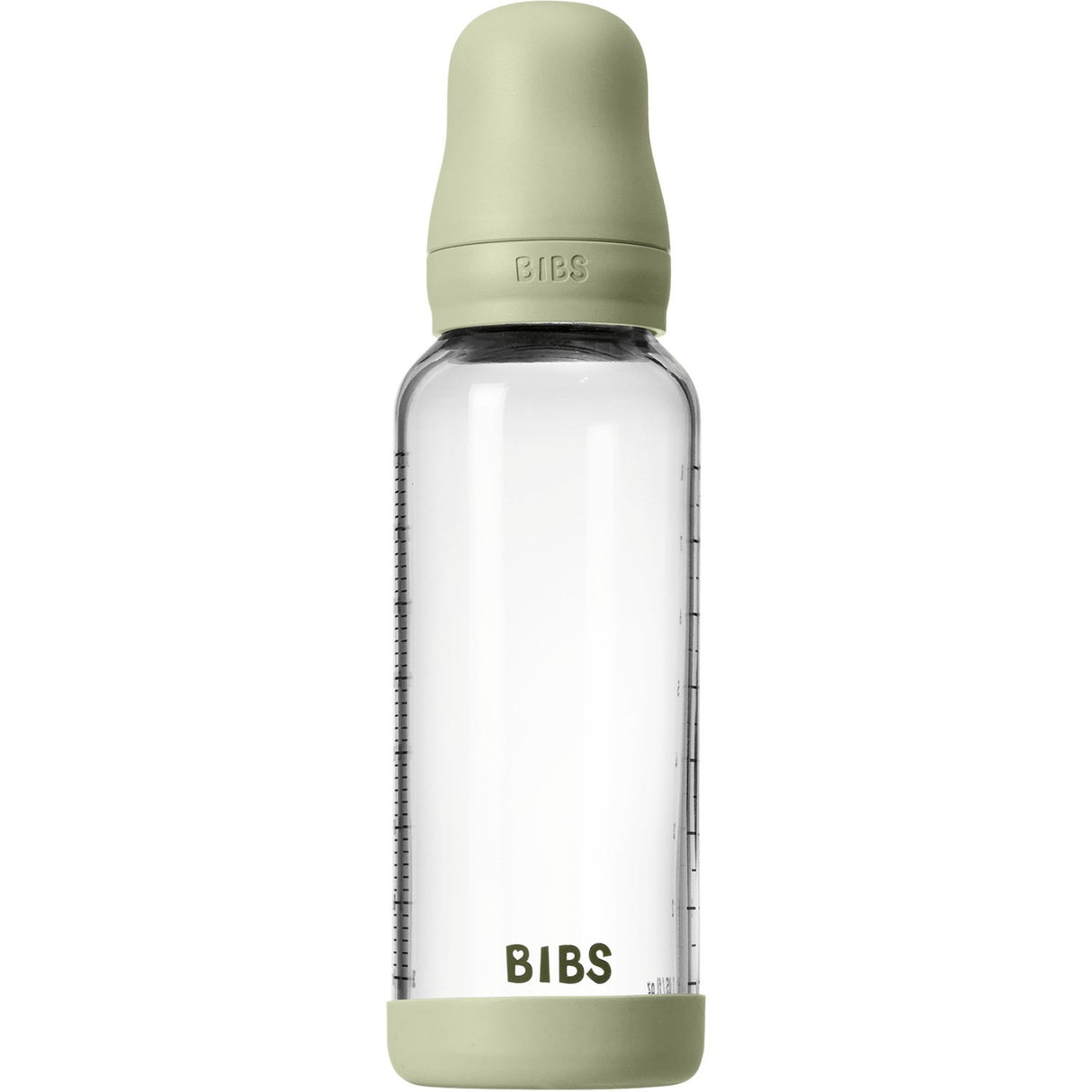 Bibs Sage Glass Baby Bottle Round Latex Medium Flow