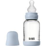 Bibs Baby Blue Glass Baby Bottle Round Silicone Slow Flow