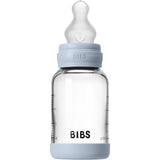 Bibs Baby Blue Glass Baby Bottle Round Silicone Slow Flow