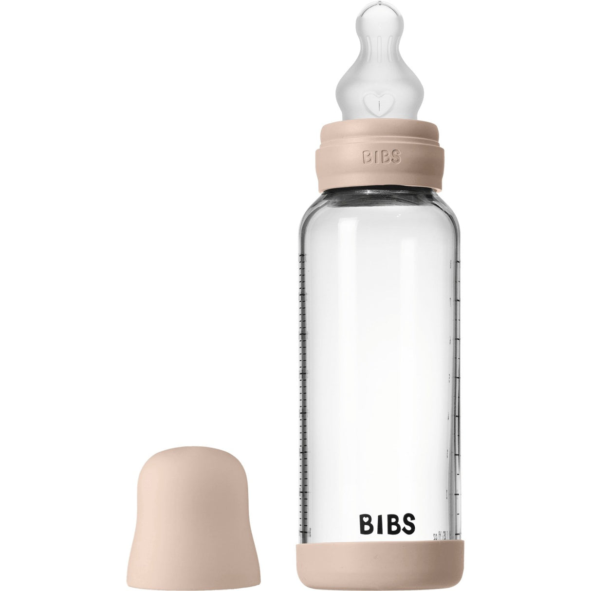 Bibs Blush Glass Baby Bottle Round Silicone Medium Flow