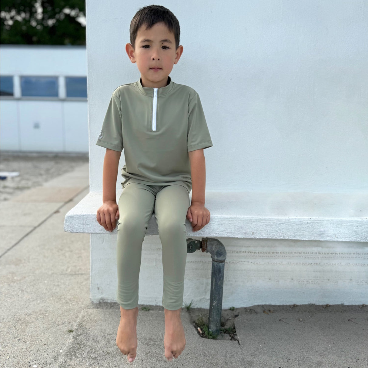 Petit Crabe Olive Max Half Zip Uv-Swim Shirt S/S