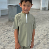 Petit Crabe Olive Max Half Zip Uv-Swim Shirt S/S