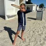 Petit Crabe Blue Basic Zipper Uv-Swim Shirt L/S