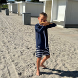 Petit Crabe Blue Basic Zipper Uv-Swim Shirt L/S