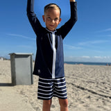 Petit Crabe Blue Basic Zipper Uv-Swim Shirt L/S