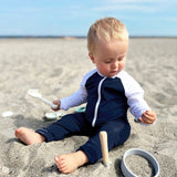 Petit Crabe Blue/White Multi Color Sunsuit L/S