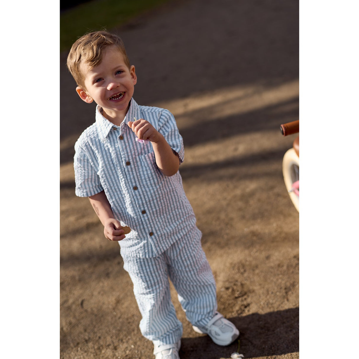 THE NEW Siblings X Luksusbaby Blue Fog Striped Ojo Shorts