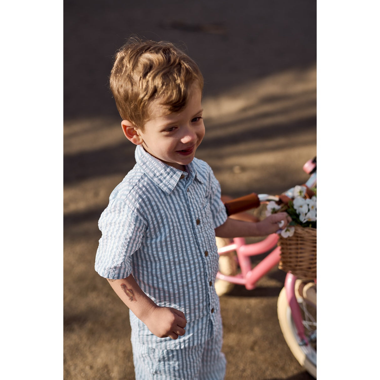 THE NEW Siblings X Luksusbaby Blue Fog Striped Ojo Shorts