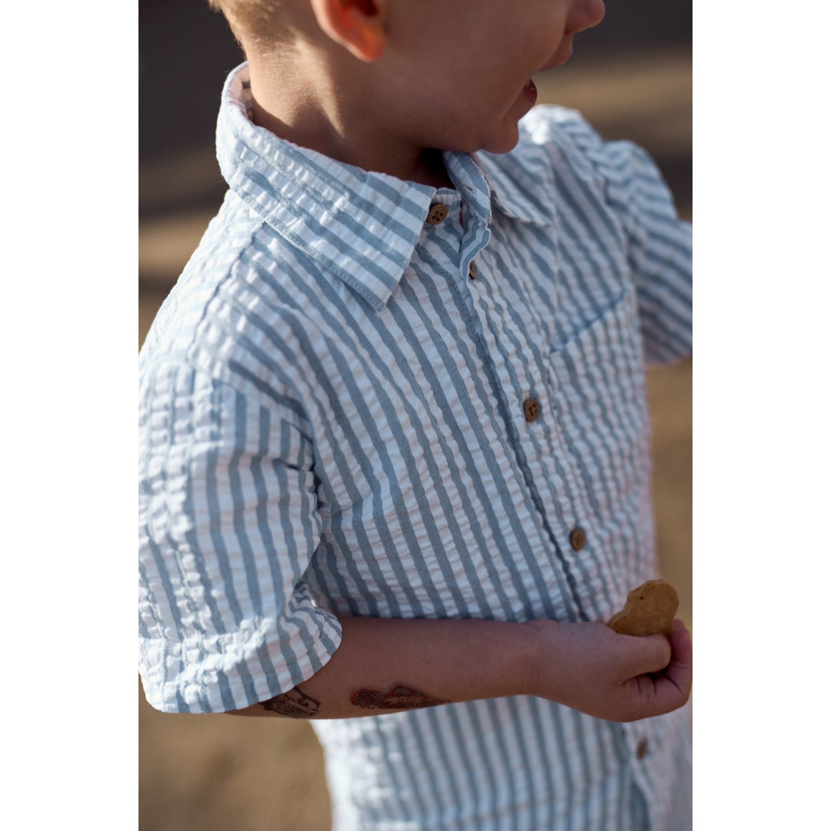 THE NEW Siblings X Luksusbaby Blue Fog Striped Ojo Shirt