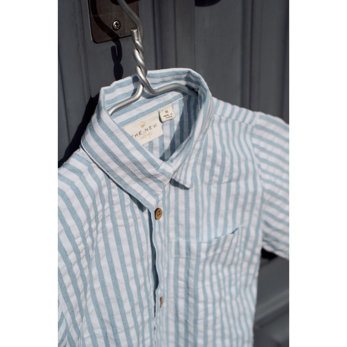 THE NEW Siblings X Luksusbaby Blue Fog Striped Ojo Shirt