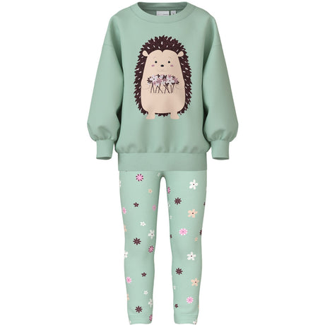 Name It Gossamer Green Nmfvalona Ls Long Rlx Sweat Set Unb
