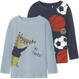 Name It Sterling Blue Nmmkingston 2P Ls Nreg Top Pb