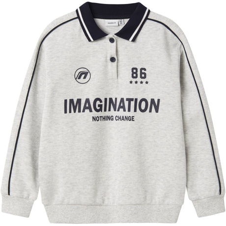 Name It Light Grey Melange Nkmkris Ls Nreg Polo