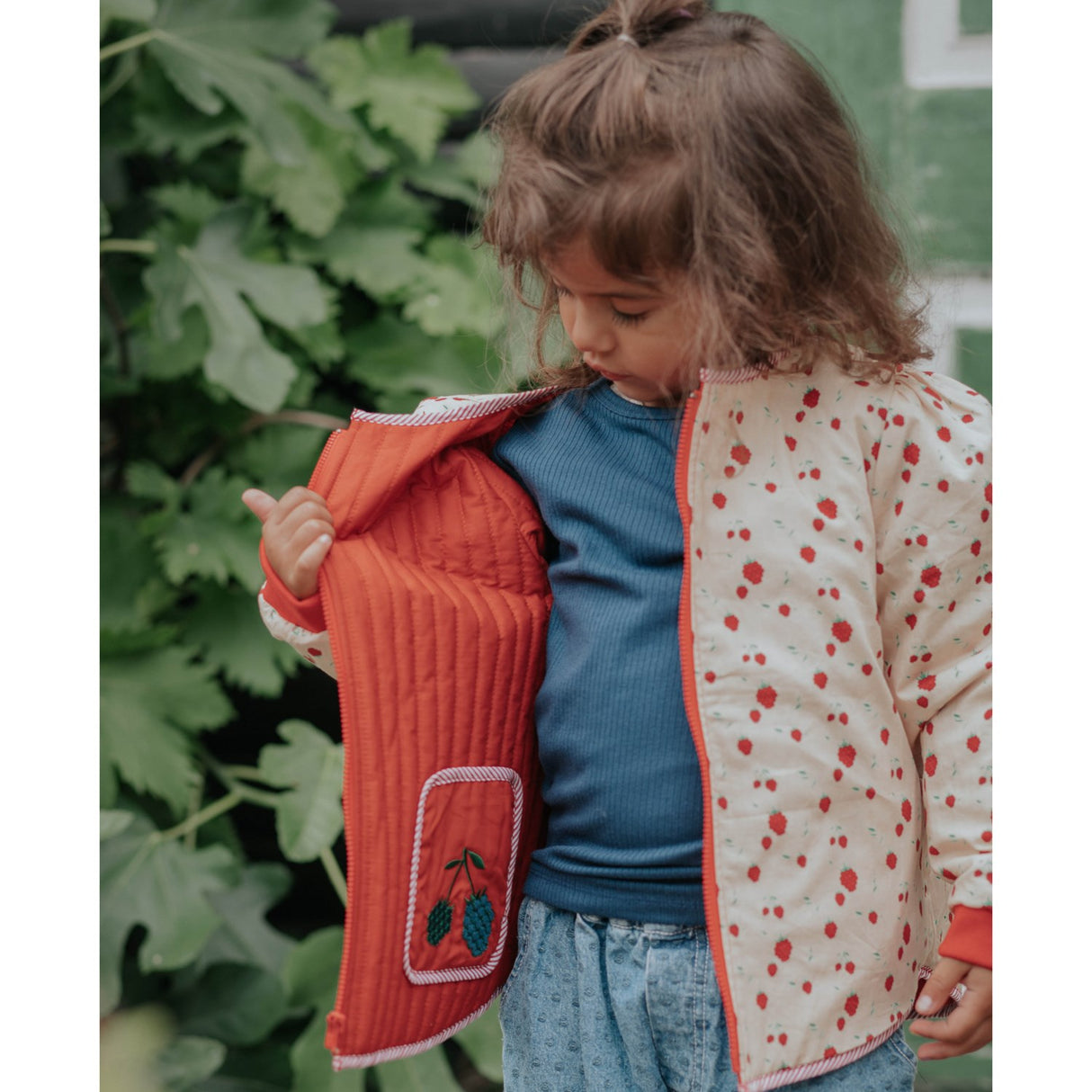 Fliink Pompeian Red Aop Kota Berry Jacket