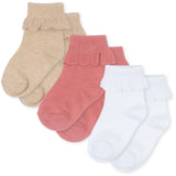 Konges Sløjd Sand/Optic White/Raspberry 3 Pack Frill Socks