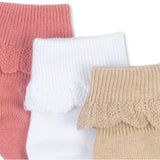 Konges Sløjd Sand/Optic White/Raspberry 3 Pack Frill Socks