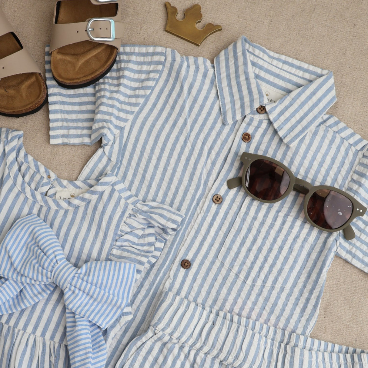 THE NEW Siblings X Luksusbaby Blue Fog Striped Ojo Shirt