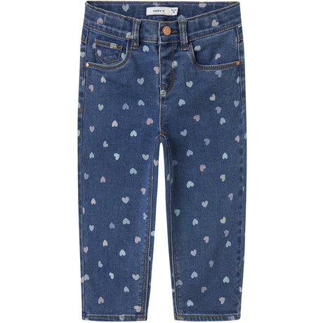 Name It Denim Blue Hearts Nmfbella Mom Shaped Jeans 3555-On Noos
