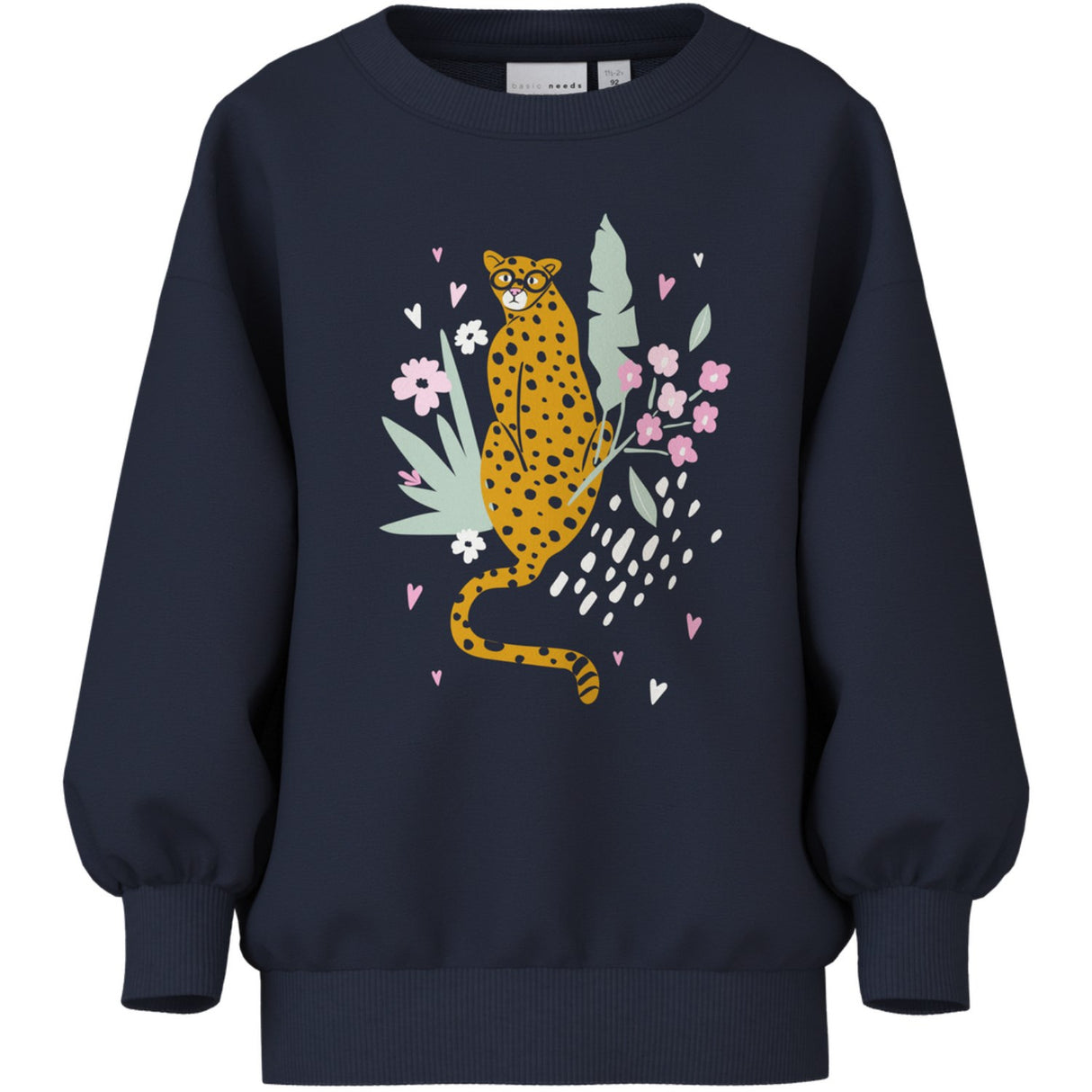 Name It Navy Blazer Cheetah Nmfvalona Ls Long Rlx Sweat Unb