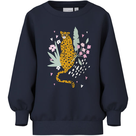 Name It Navy Blazer Cheetah Nmfvalona Ls Long Rlx Sweat Unb