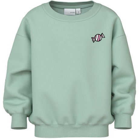 Name It Gossamer Green Candy Nmfvallene Ls Rlx Sweat Unb