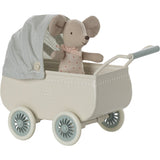 Maileg Pram With Baby Mouse - Mint