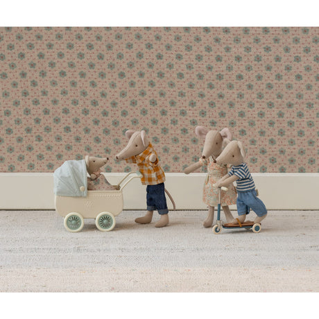 Maileg Pram With Baby Mouse - Mint