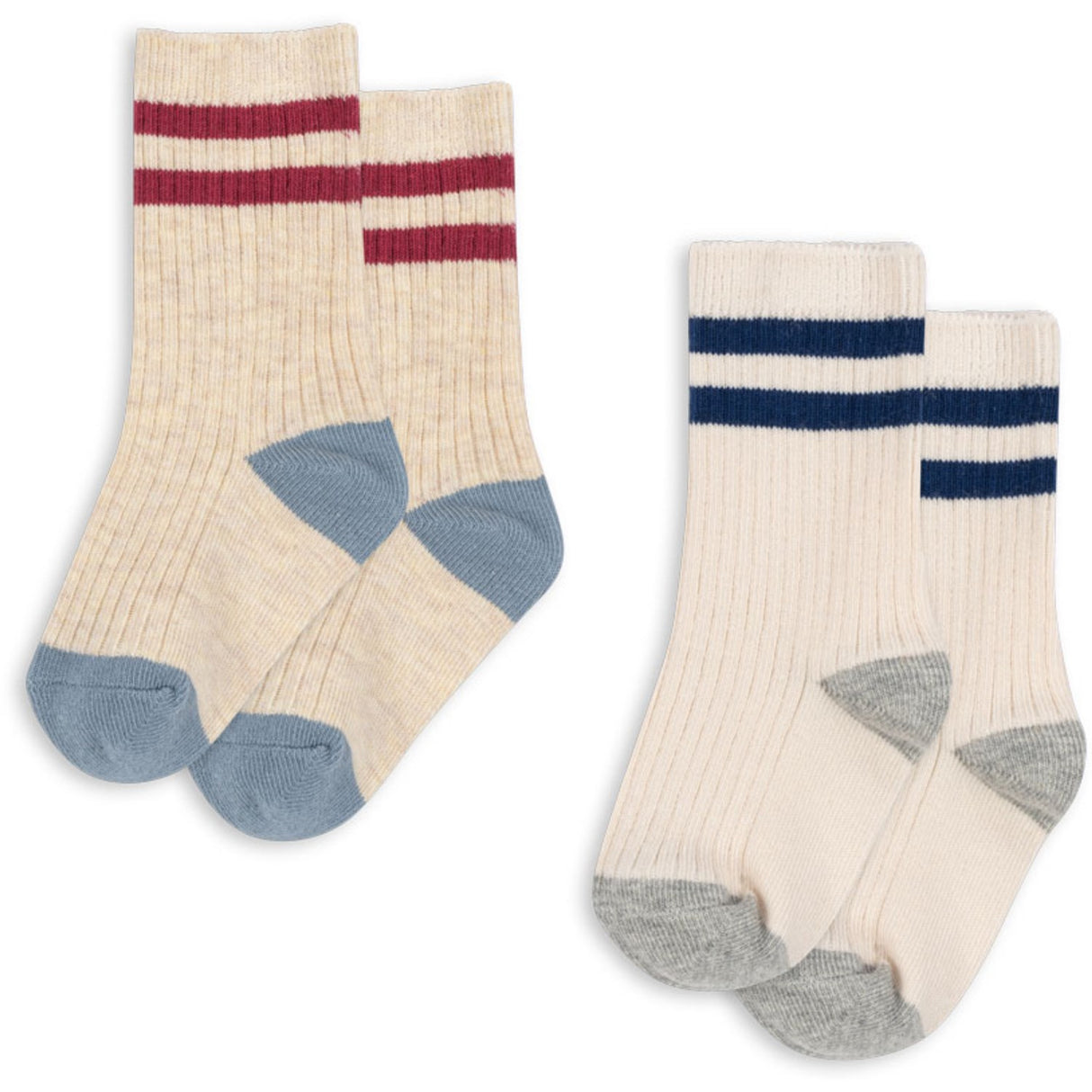 Konges Sløjd Off White/Multi Strip 2 Pack Rib Socks