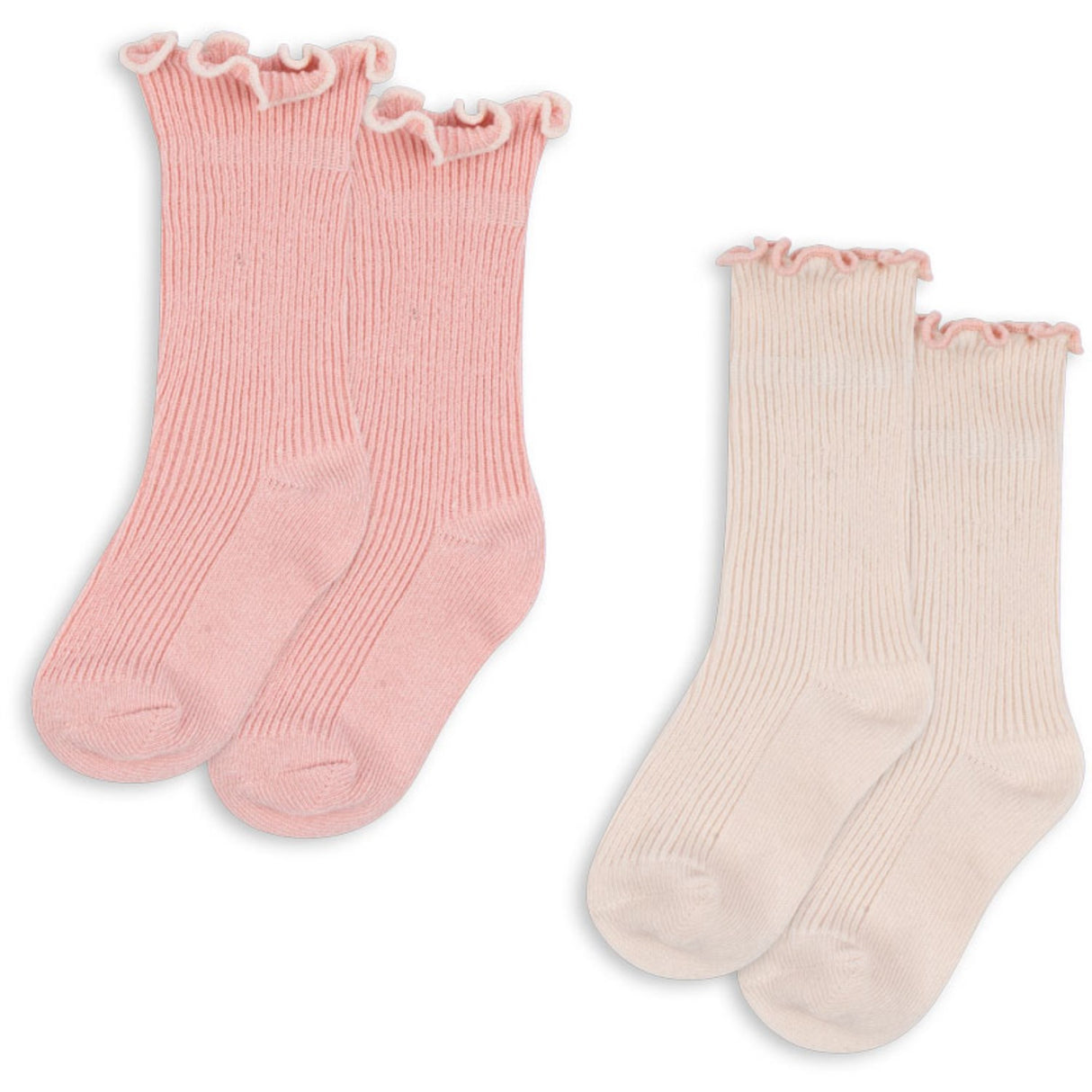 Konges Sløjd Rose/Off White 2 Pack Rib Frill Socks