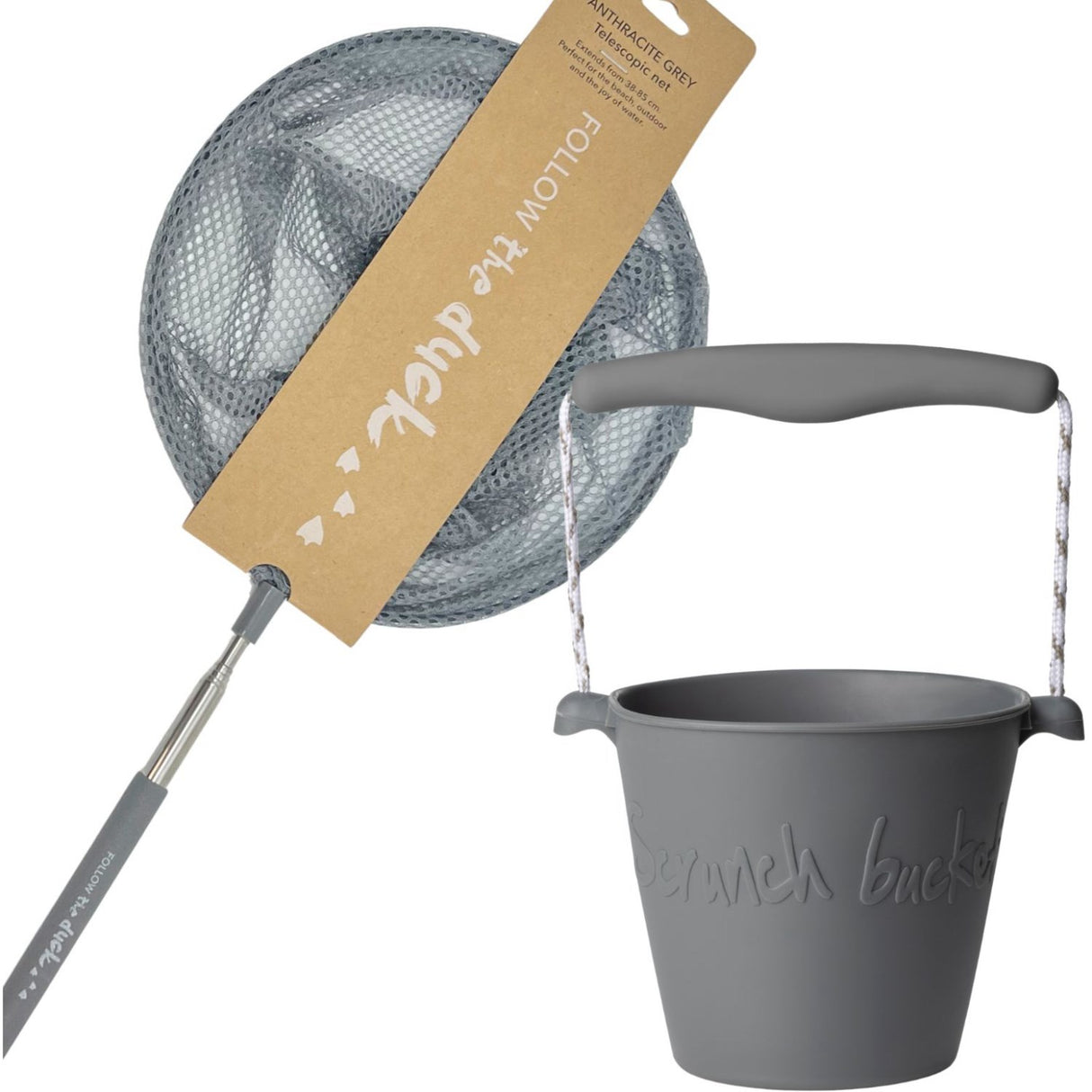 Scrunch & Follow The Duck Antrachite Bucket And Fishing Net Bundle