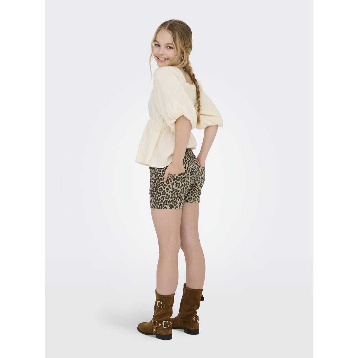 kids ONLY Toasted Coconut Leo Washed Kognaomi Washed Aop Skorts Cs Pnt