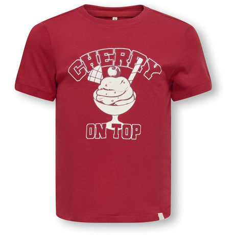 Kids ONLY MINI Equestrian Red Varsity Kmgcandy Life S/S Reg Printed Tee Jrs