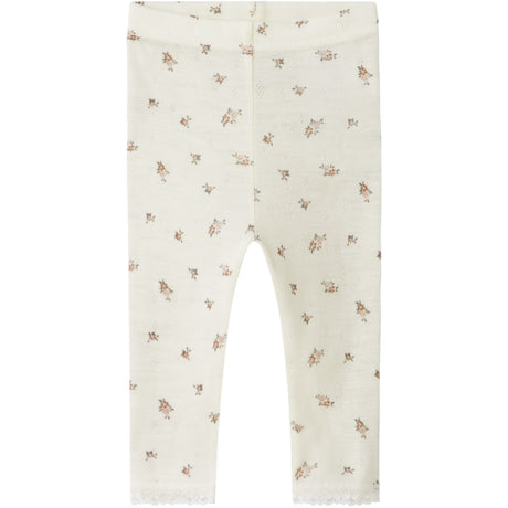 Name It Snow White Small Flowers Nbfwang Wool Needle Leggings Noos