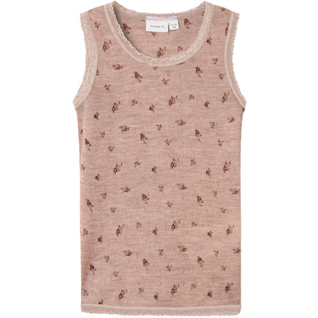 Name It Shadow Gray Small Flowers Nmfwang Wool Needle Tank Top