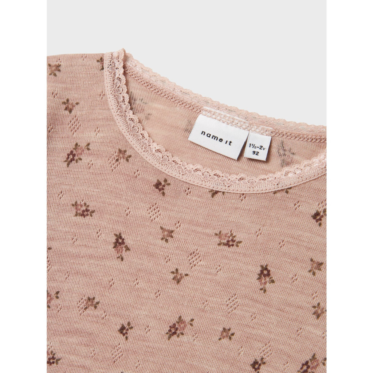 Name It Shadow Gray Small Flowers Nmfwang Wool Needle Ls Top Noos