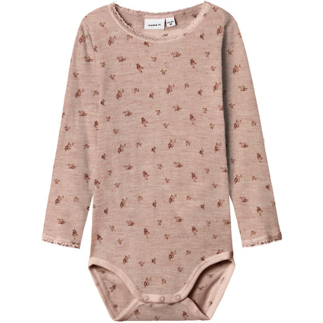 Name It Shadow Gray Small Flowers Nmfwang Wool Needle Ls Body