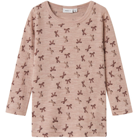 Name It Shadow Gray Bows Nmfwang Wool Rib Ls Top Aop