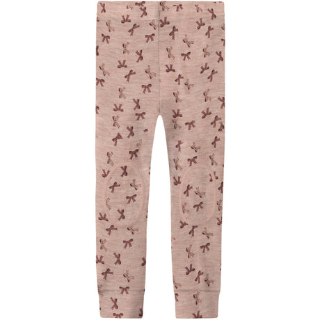 Name It Shadow Gray Bows Nmfwang Wool Rib Leggings Aop