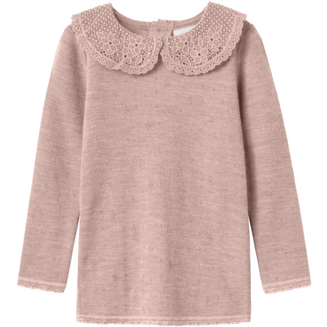 Name It Shadow Gray Nmfwang Wool Needle Ls Top W/Collar