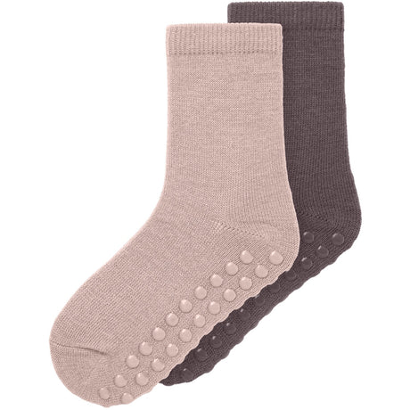 Name It Shadow Gray Nmfwak Wo/Bl 2P Socks W/Non Skid