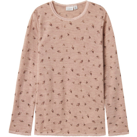 Name It Shadow Gray Small Flowers Nkfwang Wool Needle Ls Top