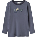 Name It Folkstone Gray Tractor Nmmwillit Wool Ls Top